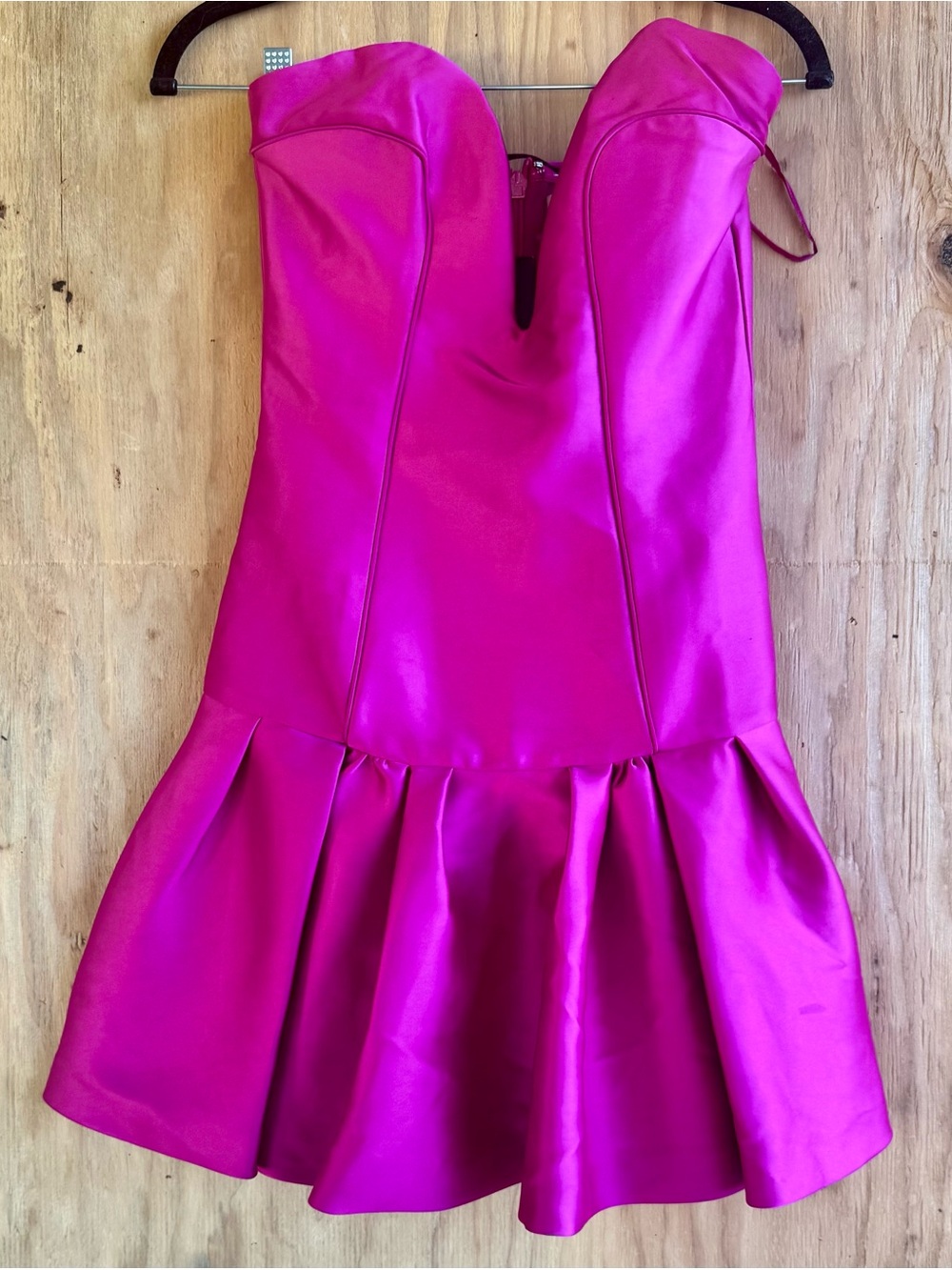 NICHOLAS Hot Pink Satin Strapless Mini Dress NWT US 2 - Picture 2 of 8